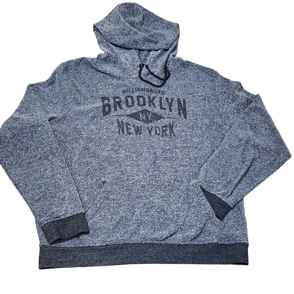 Brooklyn Cloth Hoodie Mens Large Gray Brooklyn NY New York Graphic Pullover Knit